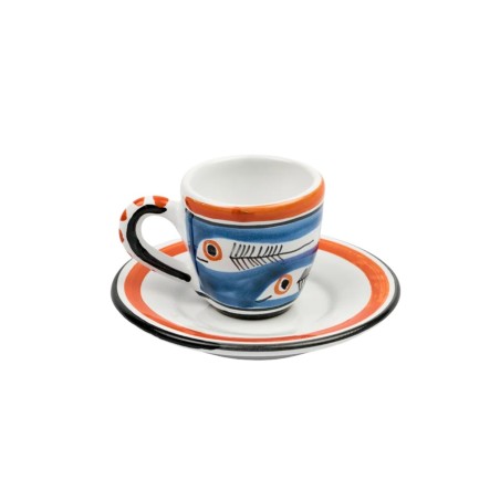 Ceramic Coffee Cup with Saucer Itaca desimone pottery TZZ56IT Ceramic Coffee Cup with Saucer Itaca desimone pottery TZZ56IT